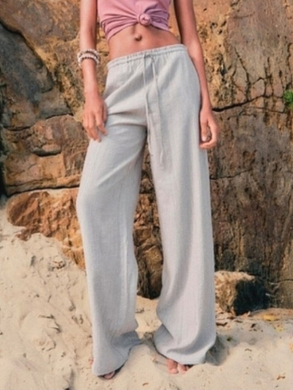 Zara Wide Leg Pants Grey Size M